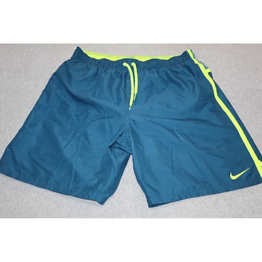 Nike Swimming Trunks Mens XXL Blue Volt Mesh Lined Board Shorts Gym Workout